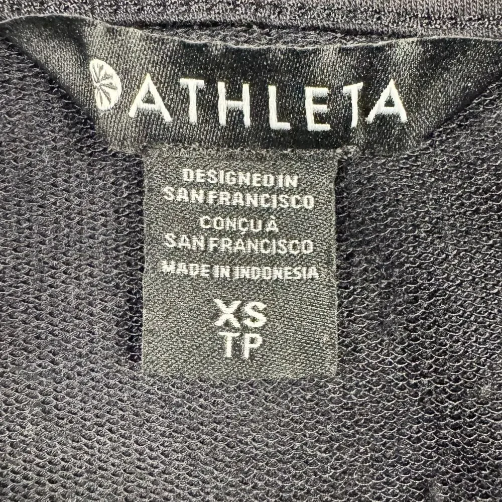Athleta Retroberry V-Neck Sleeveless Sweatshirt Tee Black Women's - Size XS - Picture 7 of 9